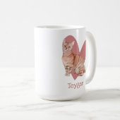 Toyger Cat Watercolor Kitty Pink Herz Kaffeetasse (VorderseiteRechts)