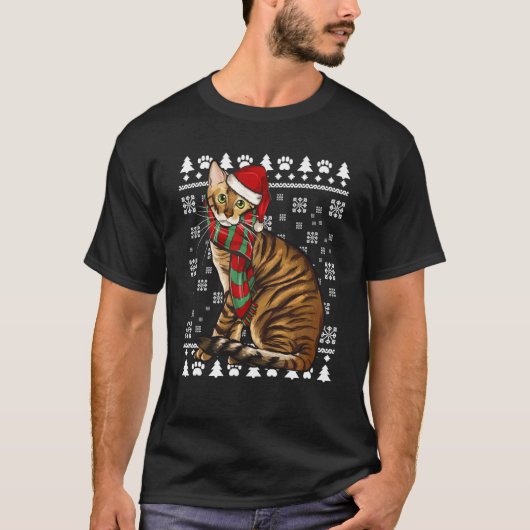 Toyger Cat Weihnachtsmannmütze Weihnachten Weihnac T-Shirt (Vorderseite)