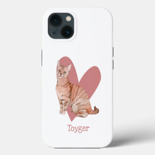 Toyger Katze Wasserfarbe Kätzchen Rosa Herz iPhone 13 Hülle