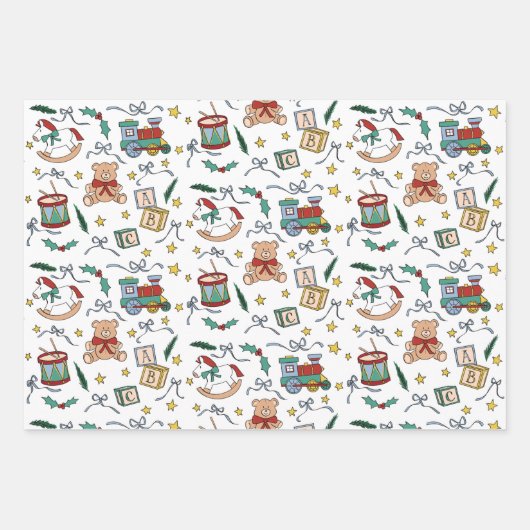 Toyland Classic Christmas Nostalgic Toys Geschenkpapier Set (Vorderseite 3)