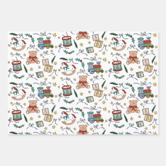 Toyland Classic Christmas Nostalgic Toys Geschenkpapier Set (Vorderseite)