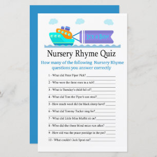 Toyota Ship Kinderzimmer Rhyme Quiz Babydusche