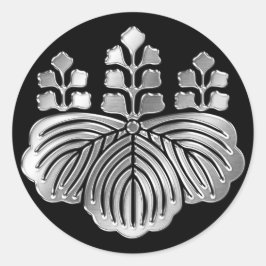 Toyotomi Clan Kamon Silver Chrome Runder Aufkleber