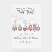 Toyotzug All Aboard Geburtstag einladen, Zoo Tiere Acrylschild (Vorderseite)