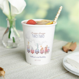 Toyotzug All Aboard Geburtstag einladen, Zoo Tiere Pappbecher