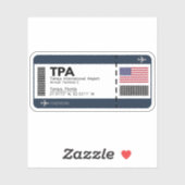 TPA Tampa Boarding Pass - Florida Aufkleber (Blatt)