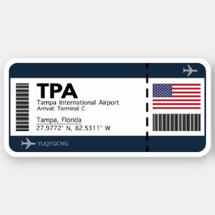 TPA Tampa Boarding Pass - Florida Aufkleber