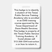 TPSTA Student-Abzeichen Ausweis (Rückseite)