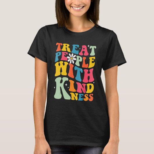 TPWK Treat People With Kindness Rainbow Daisy Flor T-Shirt (Vorderseite)