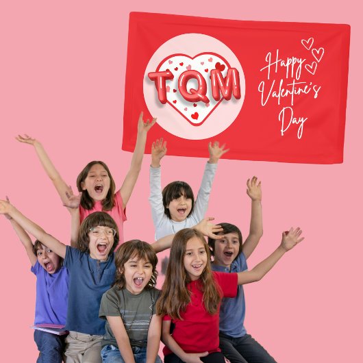 TQM - Red and Pink Hearts Happy Valentine's Day Banner