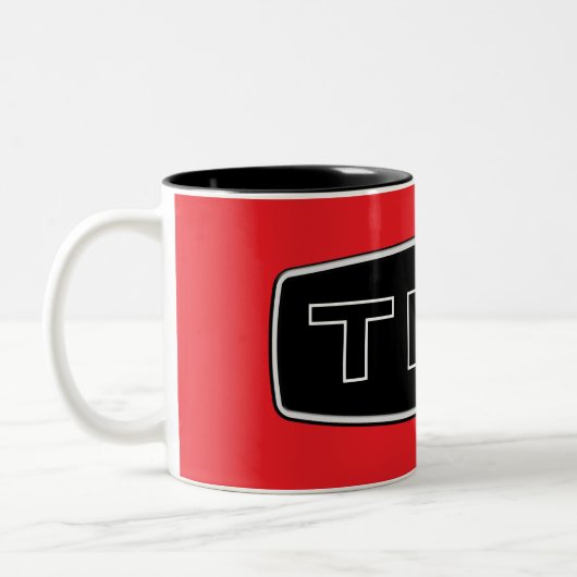 TR6-Logo-Tasse Zweifarbige Tasse (Links)