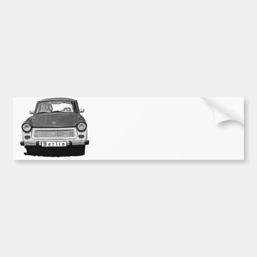 Trabant-Auto-Front, Schwarzweiss, Berlin Autoaufkleber (Vorne)