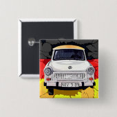 Trabant-Auto und deutsche Flagge, Berliner Mauer Button (Vorne & Hinten)