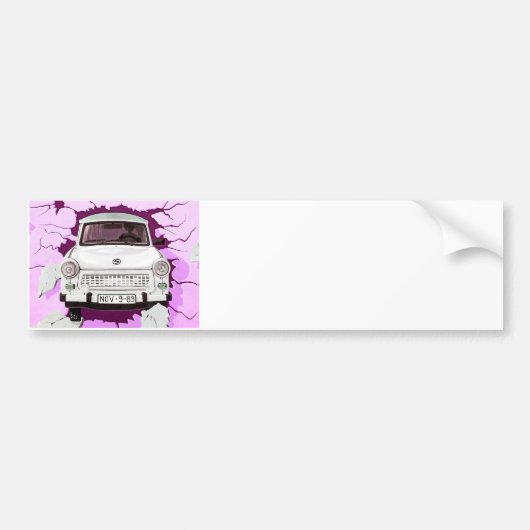 Trabant-Auto und rosa/lila Berliner Mauer Autoaufkleber (Vorne)