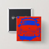 Trabant-Auto und rote/blaue Berliner Mauer Button (Vorne & Hinten)
