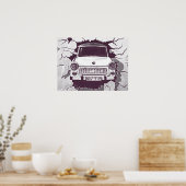 Trabant Car , Black & White, Berliner Mauer (1) Poster (Küche)