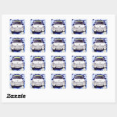 Trabant Car , Blauer Blau, Berliner Mauer Quadratischer Aufkleber (Blatt)