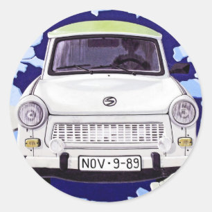 Trabant Car , Blauer Blau, Berliner Mauer Runder Aufkleber