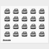 Trabant Car Front, Black and White, Berlin Quadratischer Aufkleber (Blatt)