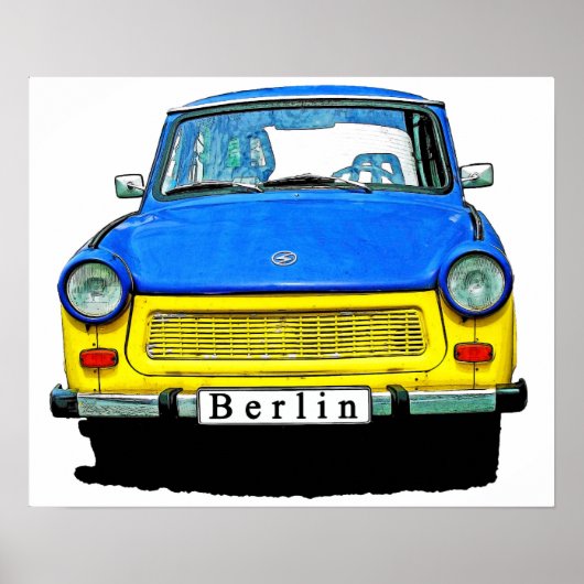 Trabant Car Front, Blue & Yellow, Berlin Poster (Vorne)