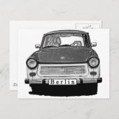 Trabant Car Front, Schwarz und Weiß, Berlin Postkarte (Vorne/Hinten)