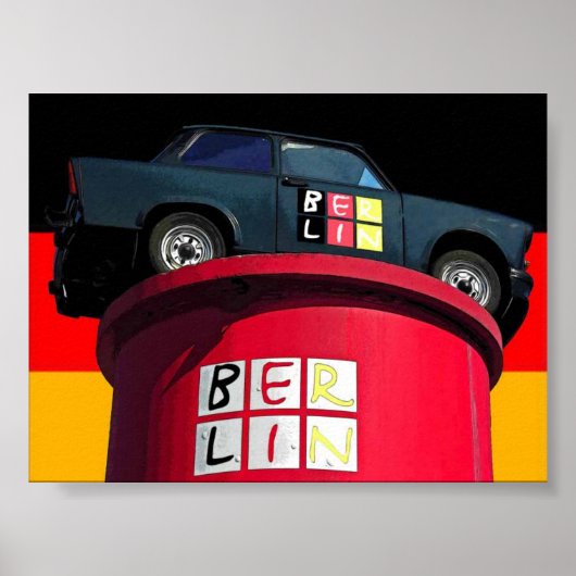 Trabant Car & German Flag, Berlin Poster (Vorne)