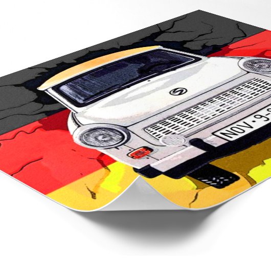 Trabant Car und deutsche Flagge, Berliner Mauer Poster (Ecke)
