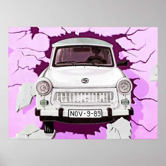 Trabant Car und Pink/Lilac Berliner Mauer Poster (Vorne)