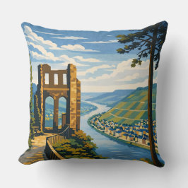 Traben-Trarbach Scenic Vintage Art  Kissen