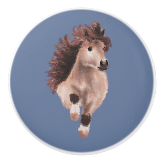 Trabender Pony  Keramikknauf (Vorderseite)