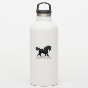 Trabendes Shire Horse Zugpferd Schwarz mit Blesse Aufkleber