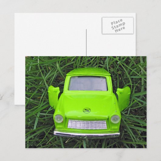 Trabi auf Grass Postkarte (Vorne/Hinten)