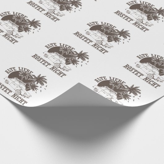 Trabi DDR Pappe "Alte Liebe rostet nicht" Geschenkpapier (Ecke)