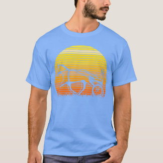 Trabrennen Rennpferd Sonnenuntergang Silhouette Re T-Shirt