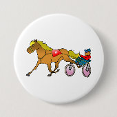 Trabrennpferd und Fahrer Button (Vorderseite)