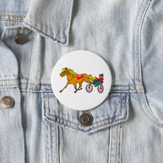 Trabrennpferd und Fahrer Button