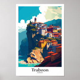 Trabzon Turkey Travel Vintag Illustration Poster