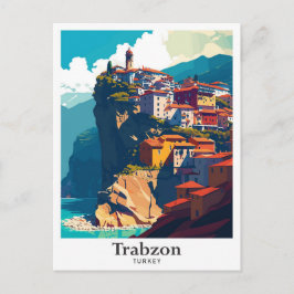 Trabzon Turkey Travel Vintag Illustration Postkarte