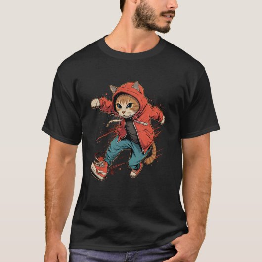 Traceur Katze auf Parkour T-Shirt (Vorderseite)