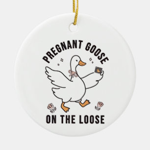 Trächtige Gans auf freiem Fuß Trächtige Gans Vogel Keramik Ornament