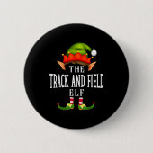 Track And Field Elf Group Funny Christmas Pajama P Button (Vorderseite)