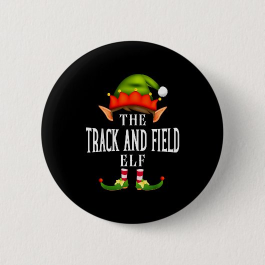 Track And Field Elf Group Funny Christmas Pajama P Button (Vorderseite)