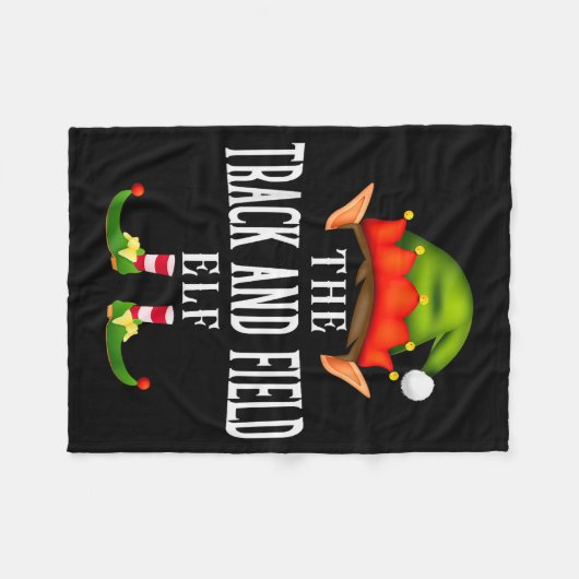 Track And Field Elf Group Funny Christmas Pajama P Fleecedecke (Vorderseite (Horizontal))