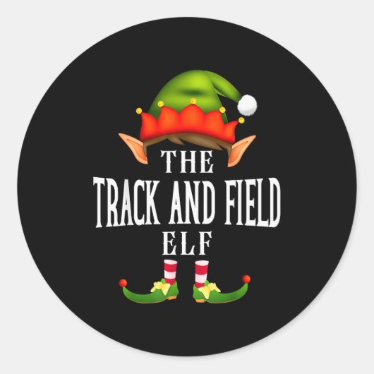 Track And Field Elf Group Funny Christmas Pajama P Runder Aufkleber (Vorderseite)