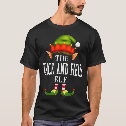 Track And Field Elf Group Funny Christmas Pajama P T-Shirt (Vorderseite)