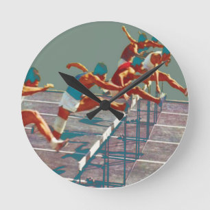 Track and Field Hurdles Clock Runde Wanduhr
