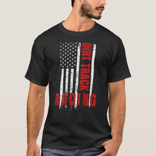 Track Racing American Flag Motocross Schmutzspur R T-Shirt (Vorderseite)