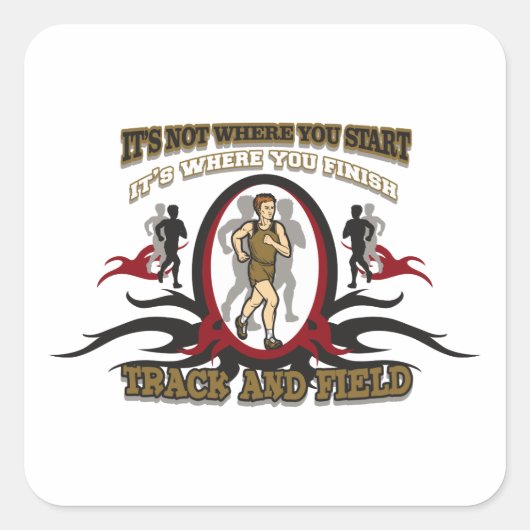 Track und Feldstart Quadratischer Aufkleber (Vorderseite)