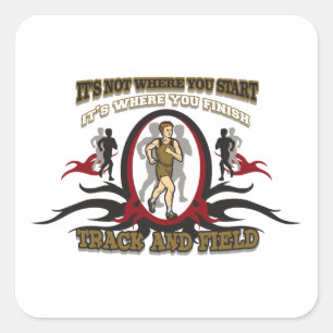 Track und Feldstart Quadratischer Aufkleber