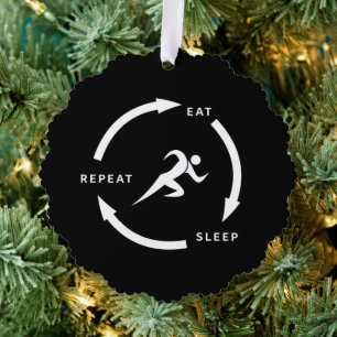 Track-und Field-Eat-Schlaf Wiederholung Sport-Lüft Ornament Karte
